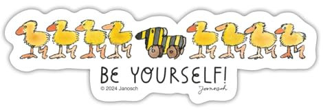 Spreadshirt Janosch Tigerente Be Yourself Spruch Sticker, max. 10 x 10 cm, 10 x 10 cm, Mattweiß