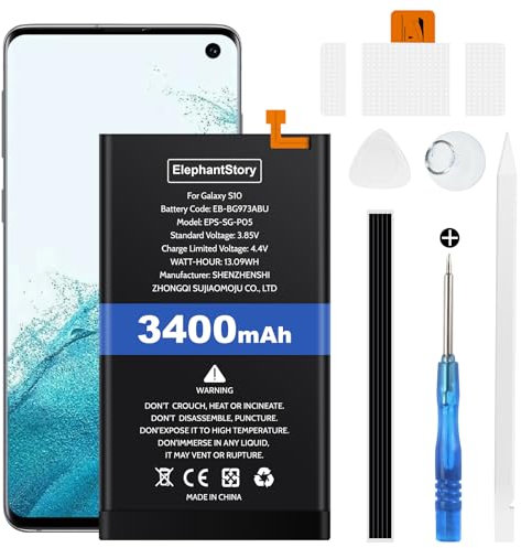 Akku für Galaxy S10 SM-G973 3400mAh Batteriecode EB-BG973ABU Lithium-PolymerErsatzakku mit Repair Tool Kit