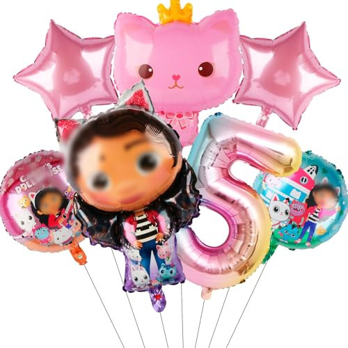 Geburtstag Luftballons Mädchen, Folienballon Rosa Party Decoration 5 Jahre 7 Stück Luftballons Geburtstagsdeko Party Dekoration Ballon Folienballon Kindergeburtstag Party Deko Luftballon Set Kinder