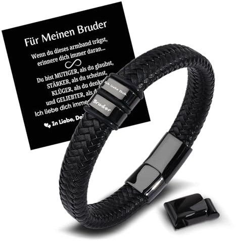 TERRISHE Men Bracelets for Men Birthday Gift for Bruder Carved Gift for Bruder Leather Bracelet with Infinity Knot Gift for Bruder Anniversary Valentine's Day (Bruder) Geschenk für Bruder Weihnachten