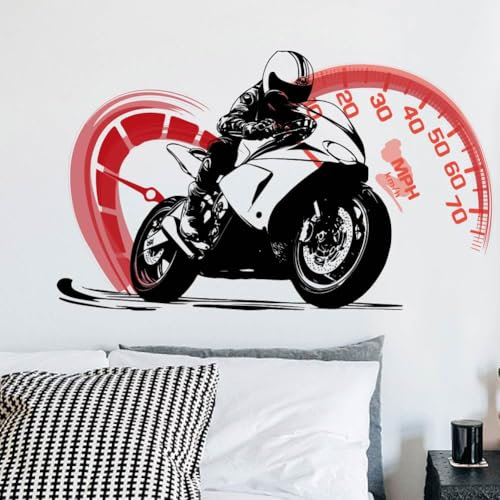 SUPERDANT Stickers Muraux pour Motos et Tachymètres Sticker Murals Cool pour Motos Décoration en Vinyle à Décoller et à Coller pour le Salon la Maison Autocollants Décoratifs