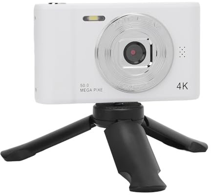 Plyisty Vlog Camera, 4K Video 50MP Photos Rechargeable Digital Camera Portable Xmas 2.4in IPS Color Screen for Recording Daily Moments (64GB)