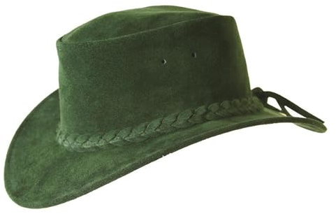 Australischer Outdoor-Hut aus weichem Wildleder- knautschbar, in tollen Farben Farbe grün, Größe XXL I 62-63 cm