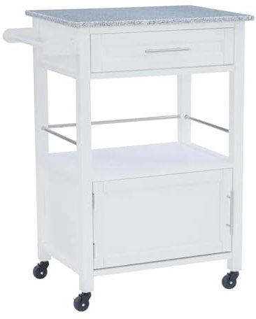 Lijiaxiuyc-101 küchenwagen Weißer Aufbewahrungswagen auf Rädern, rollender Aufbewahrungswagen mit Granitplatte, for Küche, Esszimmer, Badezimmer mit rädern