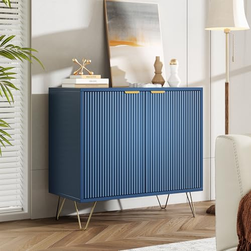 BRILVERDE Kommode mit 2 Türen,Sideboard mit Metallbeinen,Aufbewahrungsschrank,Küchenschrank Holz,für Wohnzimmer Schlafzimmer Küche