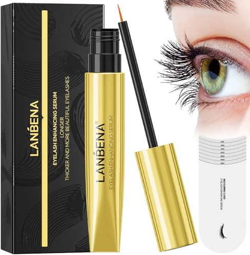 LANBENA Wimpernverstärkendes Serum – natürliche Pflege für vollere, längere Wimpern und definierte Augenbrauen, 3 ml, kaltgepresste Formel, vegan und tierversuchsfrei