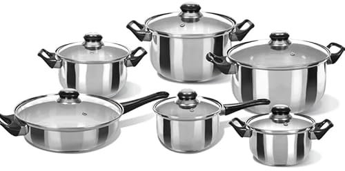 Batteria di pentole 12 pezzi in acciaio Linea Stile Mediterraneo