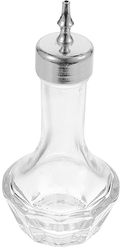 LAPYAPPE Glass Bitters Bottle Sturdy and Practical Japanese Style 30ml Vintage Silver with Lid Bartender Bitter Dispenser for Cocktails, for Beer Festival Weekend