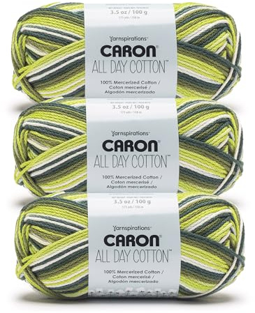 Caron All Day Cotton Calla Lily Yarn - 3 Pack of 100g/3.5oz - 100% Mercerized Cotton - #4 Worsted (Medium) - 173 Yards - Knitting/Crochet