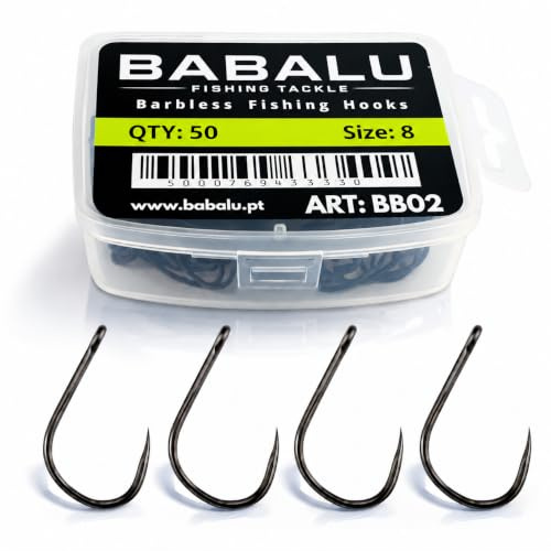 Anzuelos de Pesca sin Rebarba BB02-50 Unidades en Acero de Alto Carbono (#8)