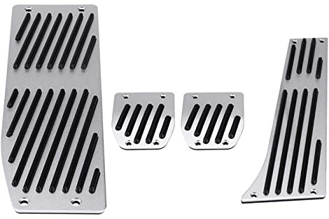 BAFOVY Auto-Fußpedal-Set, Aluminium, rutschfeste Pedale für Fahrzeuge mit Schaltgetriebe, Komplettes 4-teiliges Set mit Gaspedal-Kupplungsbremse, Passend für 1 3 5 7 X1 Serie E30 E32 E34 E36 E38