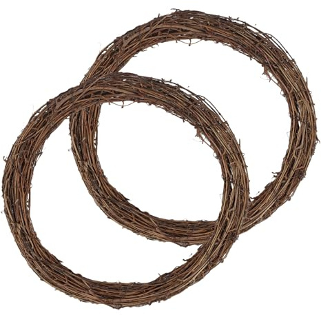 SENJEOK 2 Pcs Grapevine Wreath, Rattan Vine Branch 30cm for DIY Craft Wedding Decors