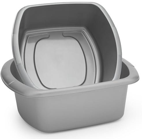 besto Washing Up Bowl for Sink | Set of 2 (7 & 9 Liter) Rectangle Kitchen Sink Bowls | Grey Wash Up Basin Bowl for Kitchen Sinks