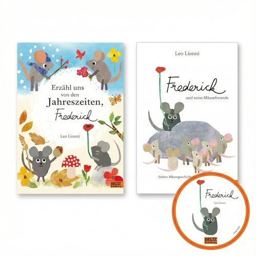 Leo Lionni Kinderbuch-Bücherset mit exklusivem Aufkleber – Frederick und seine Mäusefreunde & Erzähl uns von den Jahreszeiten, Frederick – Bilderbuch-Sammlung für Kinder – zum Vorlesen ab 3 Jahren