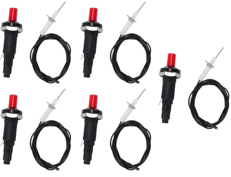 Haofy Grill-Zündset, 5 Sätze, Piezo-Zünder, 1 Out 2 Design, 1000 Mm Kabel, Universelles 18 Mm Montageloch für Gas-Kochfeld, Backofen, Kommerzielle Reihe, Heim- und Küchenreparatur