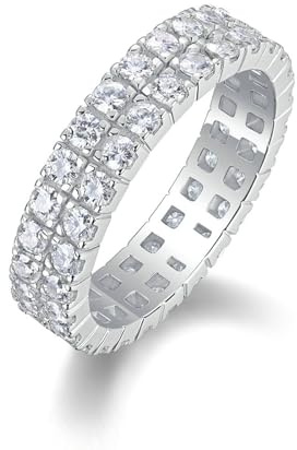 KnSam 9K/14K/18K Gold Hochzeitsring Echt Schmuck, Ewigkeit Freundschaftsringe mit Moissanit, Bandringe Gelbgold Au 375/585/750, Gr.47-65