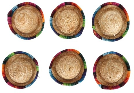 Chiyyak Mini Sombrero de Paja Colorido Decorativo DIY 6 Piezas para Fiestas Bodas Carnaval Mascota Cosplay 3,7 Pulgadas de Diámetro