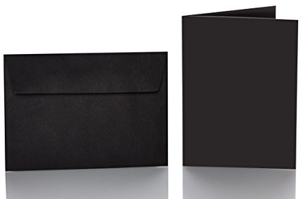 Paper24 25 Faltkarten blanko mit Umschlag 120x170 mm, Briefumschläge B6, Doppelkarten mit Umschlag sind ideal für Geburtstag in Schwarz