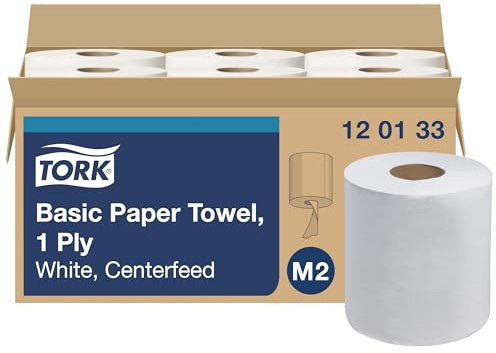 Tork Centerfeed Paper Wiper White M2, High Absorbency, 6 x 1000 Sheets, 120133