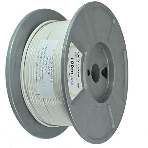 100m Reel of QED Classic 42 Strand Oxygen Free Copper (OFC) Profile Speaker Cable for Hi-Fi and Home Cinema Installations (100 metres, White)