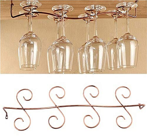 FLTRADE Retro Style Gläserhalter Weinregale Edelstahl 28cm Gläserschiene Weinglashalter Regal Cup Hangers Rack Halter mit Schrauben Küche Bar für bis zu 8 Gläser