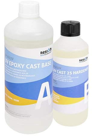Epoxidharz Mit Härter, UV-Blocker, Kristallklar | 0,8 KG | Kunstharz Gießen Set, Resin Gießharz, Epoxy Resin, Anfänger-Set