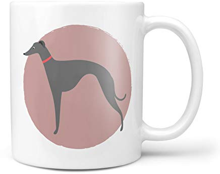 NOT JUST A PRINT Personalised Dog Mug with 27 Designs - Gift for Dog Lover, Ideal Secret Santa, Christmas Stocking Filler, Birthday, Mother’s Day or Father’s Day (Grey Whippet)