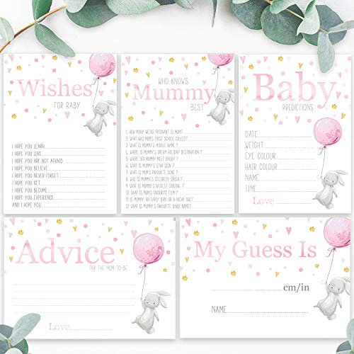 Little Angels Jamboree Baby Shower Games 5 in 1 Pink Wasserfarben-Effekt Hasen-Thema 10 Spieler (BSGPR5IN1)