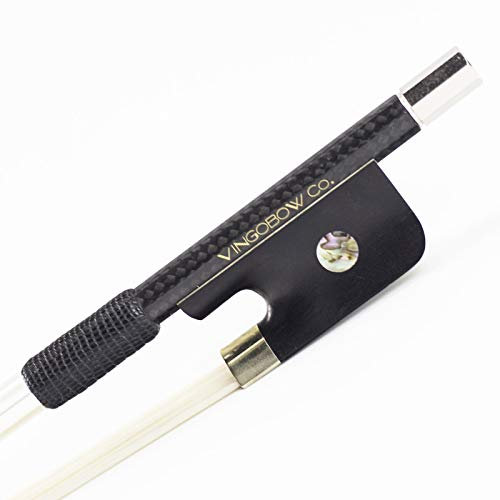 VINGOBOW Diamant Kohlefaser Cellobogen Karbonbogen Carbon Bow Konzert Level Pariser Augen Ebenholz Frosch, gut ausbalanciert süßer Klang 4/4 Größe