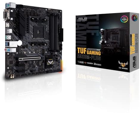 ASUS TUF GAMING A520M-PLUS, scheda madre Gaming AMD A520 (Ryzen AM4) micro ATX, slot M.2, HDMI, D-Sub, DVI, USB 3.2 Gen 2 port Type-A, SATA 6 Gbps, Aura Sync RGB