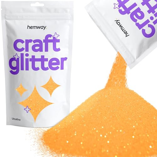 Hemway - Purpurina para manualidades, vasos, resina, epoxi, uñas, cera, álbumes de recortes, cristal, decoración de escuelas: naranja neón uv fluorescente, ultrafina (0,2 mm), 100 g
