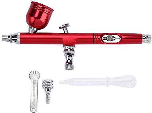 Gravity Feed Airbrush Gun, 2 Colors 0.3mm Dual Action Airbrush Kit with Dropper and Wrench Alloy Multifunctional Spray Gun Art Paint Gun Kit Tool for Nail Art Beauty Cake