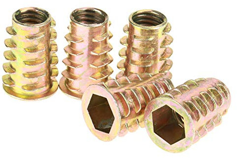 Tuercas hexagonales roscadas, 10 piezas M10 * 25 mm Tuercas de inserción de aleación de zinc Tuercas de muebles con cabeza hexagonal roscadas para inserción de madera
