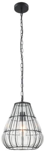 Chericoni Venezia Uno hanglamp - 30cm - 1 lichts - Zwart metaal – Glas