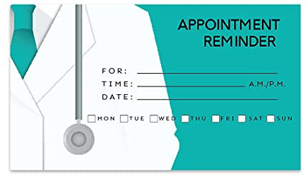 Andaz Press Medical Appointment Business Cards for Medical Office, Client Reminder, Patient, Healthcare Office, Clinic, Surgeon, Pediatrics, Therapy, Doctors Office, Bulk 100 Cards, 2 x 3.5-Inch