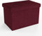 INTIRILIFE Faltbare Sitzbank 49x30x30 cm in Kirsch ROT - Sitzwürfel mit Deckel und Stauraum aus Stoff mit Mulden - Sitzcube Fußablage klappbare Aufbewahrungsbox Truhe Sitzhocker