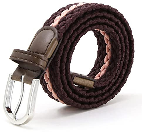 AnJuHoPa Kinder Gürtel Elastik- gürtel stretch Gürtel für Jungen Mädchen,Mehrfarbiger stoffgürtel Damen 2,5 cm breite 80 cm länge mit Metallschnalle (Violett Rosa, Länge 80cm)
