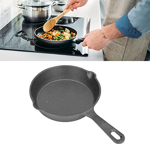 Mothinessto 14cm Mini Frying Pan,Cast Iron Round Mini Skillet,Flat Bottomed Non Stick Frying Pan,for Household Kitchen Restaurant Induction Cooker Gas Stovebbq Supplies