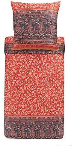 Bassetti Bettwäsche Garnitur Como R1 aus Baumwolle Mako-Satin in der Farbe Rot 2-Teilig mit Reißverschluss, Maße: 240cm x 220cm, 80cm x 80cm, 9325193