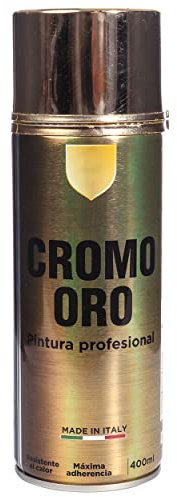 Etrexonline Pintura Spray Multicolor Profesional 400ml Adecuado Metal Madera y Plástico - Color Cromo Oro (Paquete de 1)