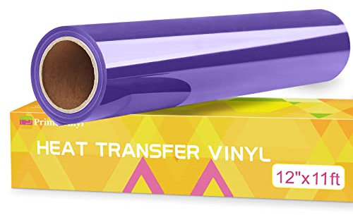 Prime Vinyl HTV Vinyl Roll - 12 x 11ft Purple Heat Transfer Vinyl For T-Shirts, Iron on Vinyl for Silhouette Cameo, Cricut Maker, Heat Press Vinyl for Clothes, Hats, Pants, Other Fabrics