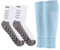 Awilnax Football Sleeve Socks Set, White Black Non Slip Sports Grip Socks and Football Leg Sleeve for Team Sports Basketball Running Rugby Hockey Hiking Outdoor (Blue/White)