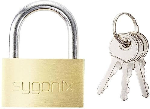 Sygonix SY-5045284 Vorhängeschloss 39.8mm verschieden schließend Goldgelb Schlüsselschloss