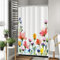Ttincceer Aquarelle Floral Rideau de Douche Rouge Bleu Violet - Printemps Fleur Floraison Paysage - Imperméable Rideau de Bain 152x183cm