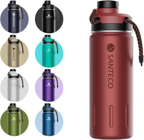 SANTECO Gourde Isotherme en Acier Inoxydable 500ml, 710ml - Bouteille Isotherme Étanche sans BPA - Gourde Inox Sport Ouverture Large - Bouteille d'eau pour Gym, Voyage, Enfant, Randonnée, Ice Coke