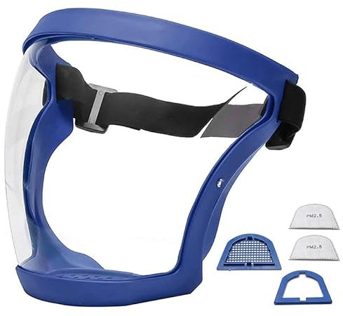 Géneric Face Shield | Reusable Full Face Protection Large Transparent Face Shield | Safety Industrial-Masks | Anti-Fog Full Faceshields Guard for Protection Eyes (Blue)