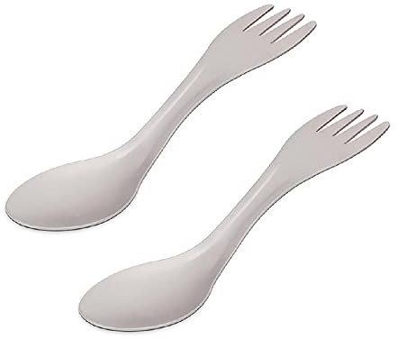 2 Stück Titan Göffel 2-in-1 Gabel Löffel Besteck Combo Tragbares Wiederverwendbares Besteck für Outdoor Camping Rucksackreisen Picknick