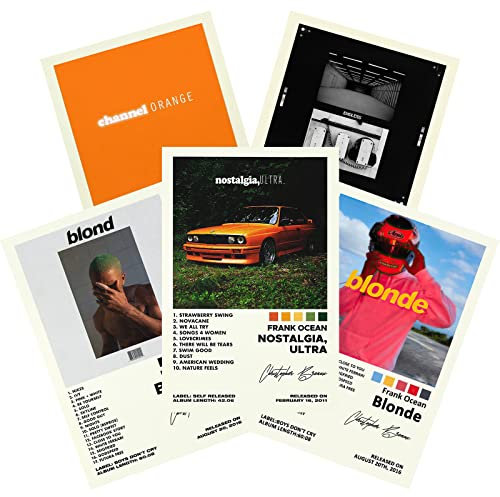 DIANSHANG Frank Albumcover-Poster, limitierte Poster, Rapper, Musikposter, Leinwand, Wandkunst, Zimmer, ästhetisch, 5er-Set, für Teenager und Mädchen, Wohnheim-Dekoration, 20,3 x 30,5 cm, ungerahmt