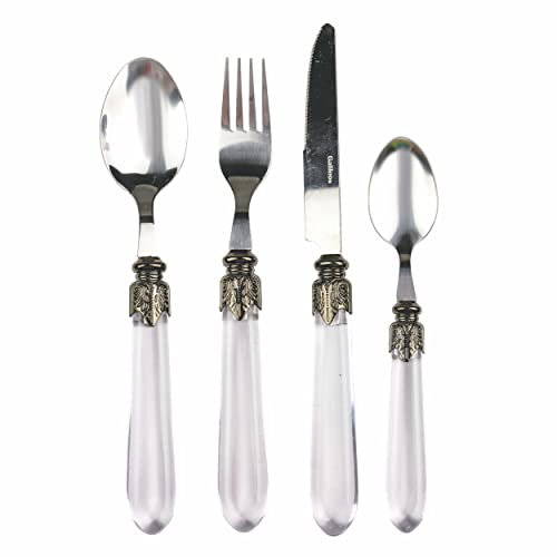 Lot de 24 couverts en acier, poignée transparente, Imperial