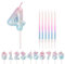HONGCI Pink Blue 4 Candle 4th Birthday Candles, Cute Number Candle for Girls Birthday, Wedding Anniversary Cake Decorations